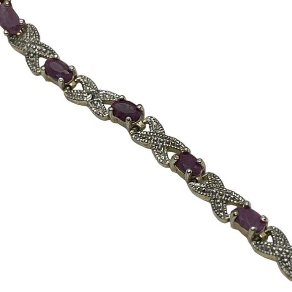Vintage Sterling Silver Bracelet 925 Ruby Tennis 7” Dbj Victoria Townsend - Picture 1 of 10
